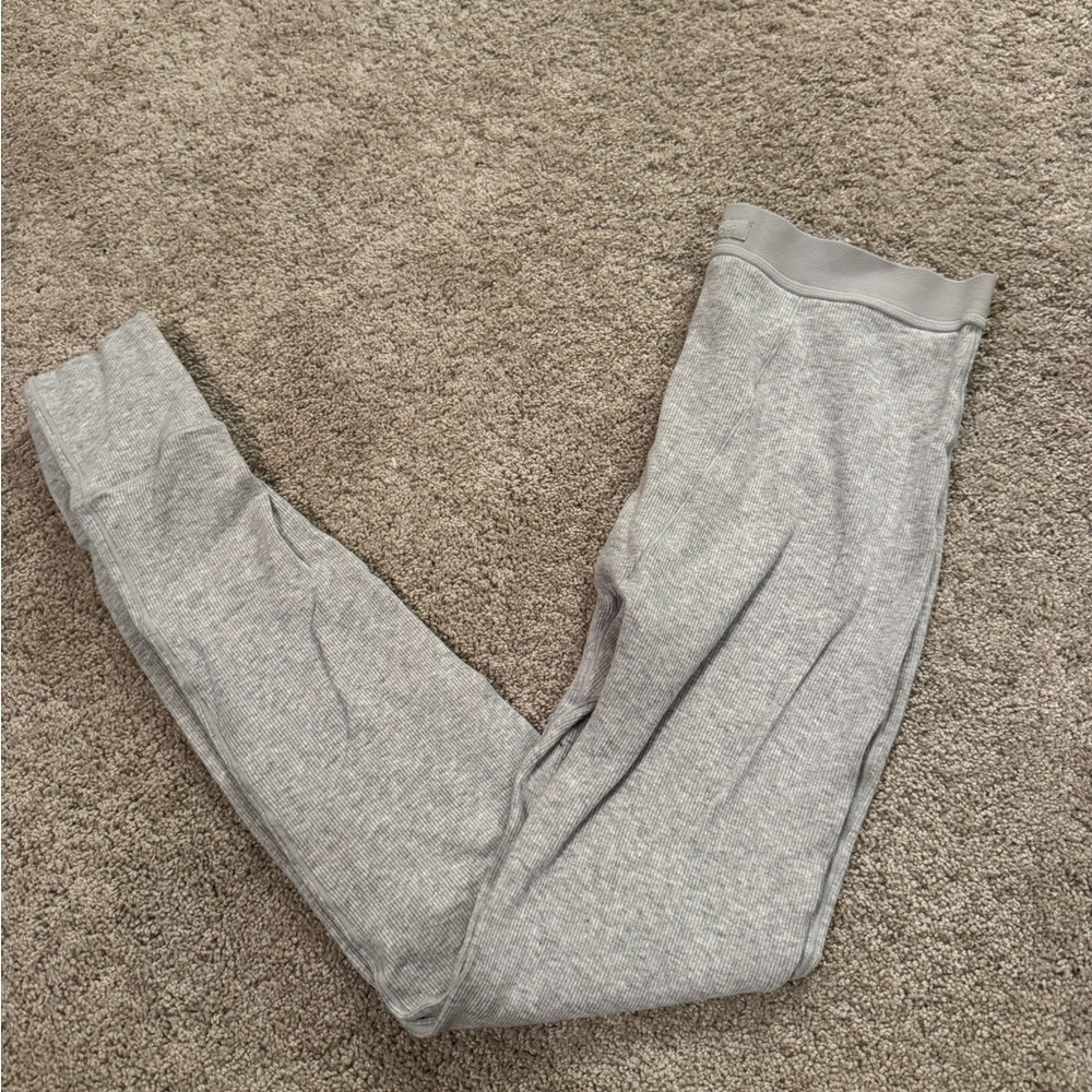 Skims Ribbed Cotton Leggings – Heather Light Grey – Medium